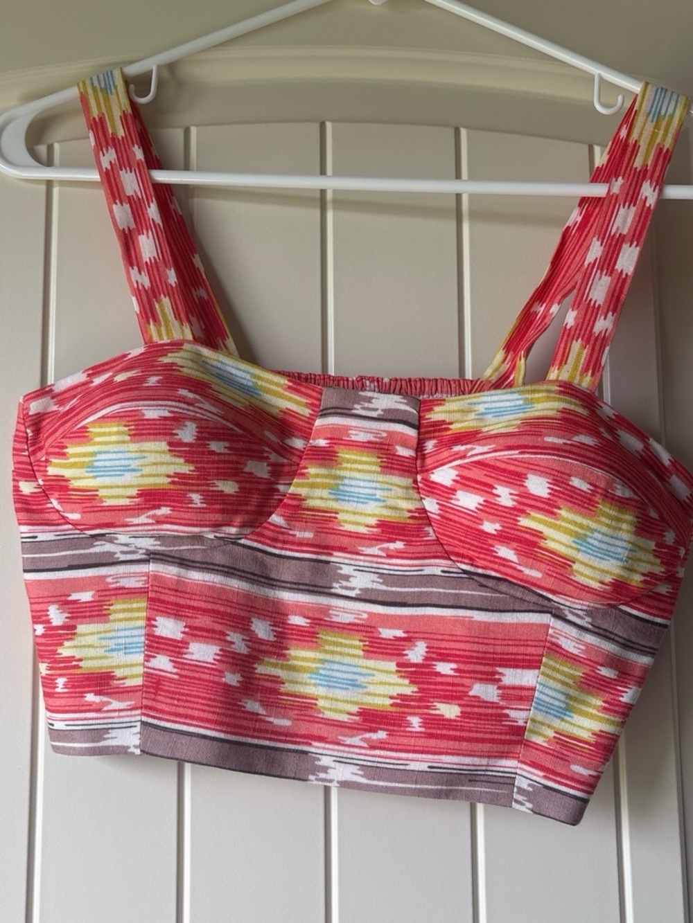 Colorful Southwestern Print Cropped Bustier Top and matching shorts.
